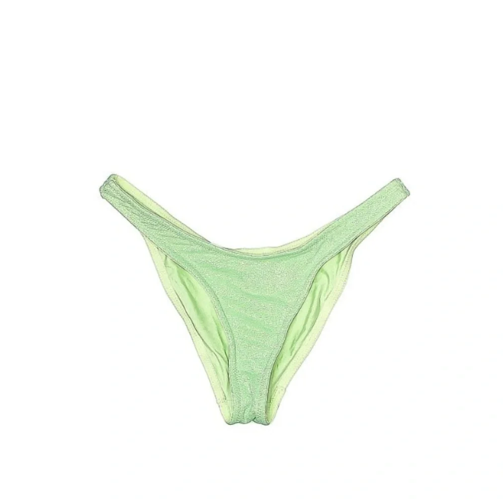 triangl line green metallic shimmer asymmetrical bikini. Size medium